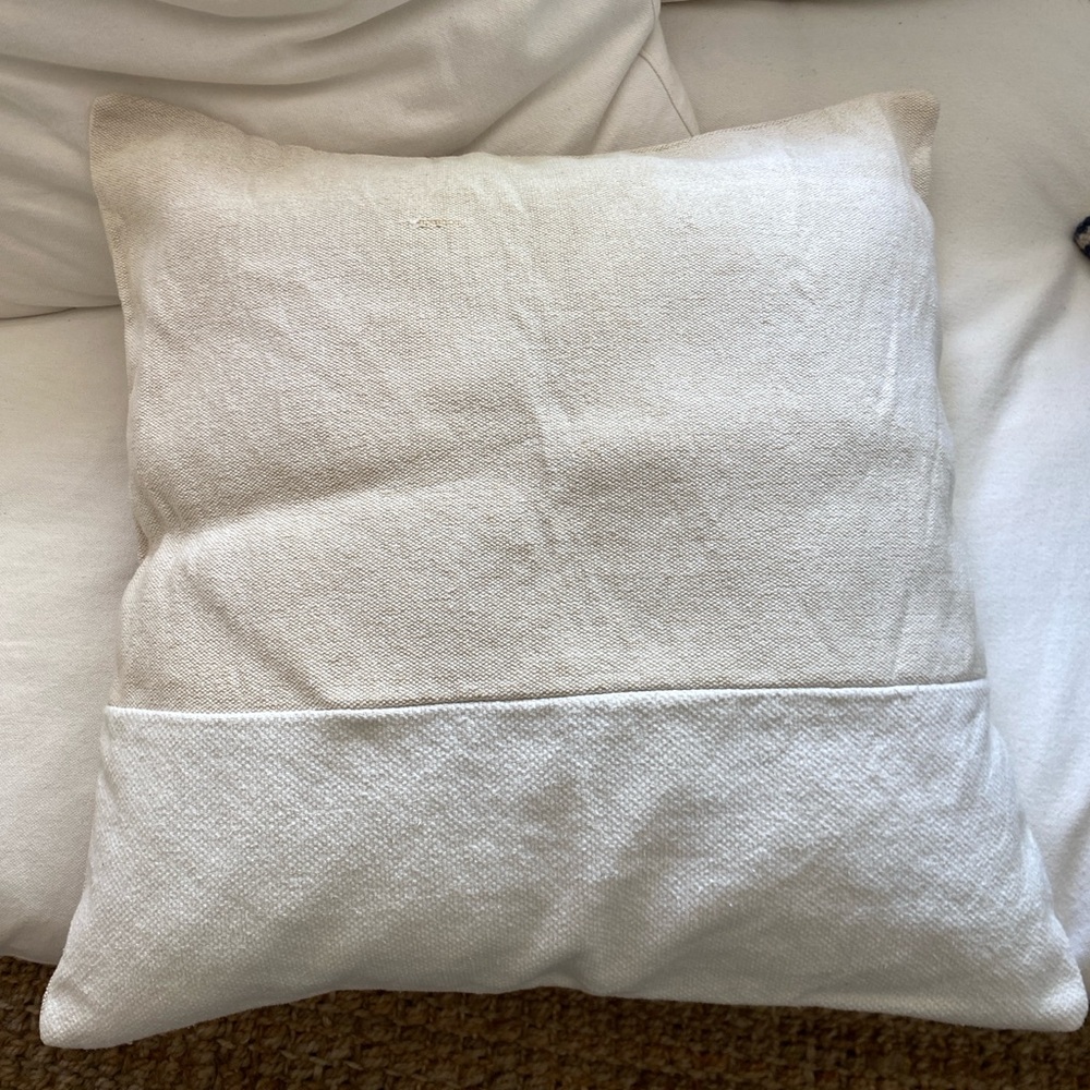 West Elm Cream Canvas Pillow Case 24x24